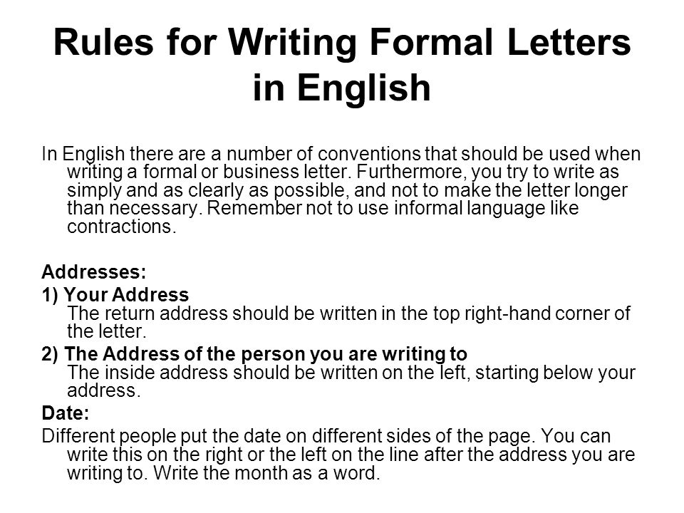 how to write a letter in english language